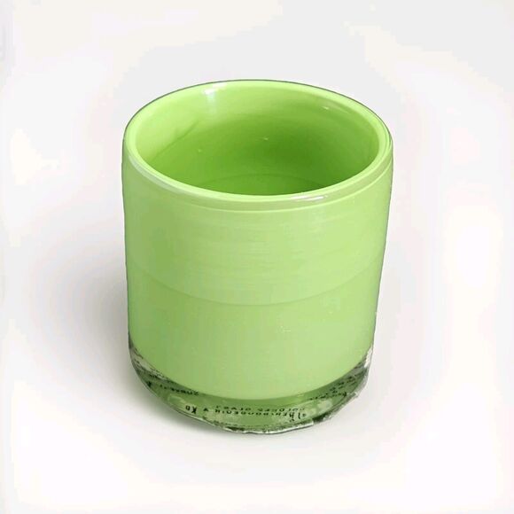 Pottery Barn Hand Blown Green Glass Tea Light Votive Candle Holder Spring Summer - Picture 1 of 7